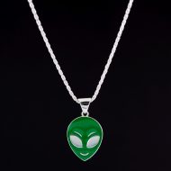 lant din argint cu pandantiv din argint alien face